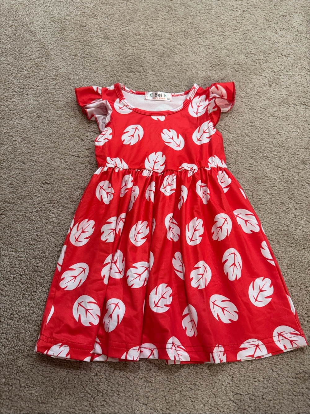 Red Leaf Print Girls' Dress Lilo Halloween Costume Size 2T